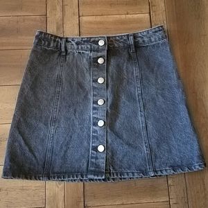 Black Jean Button Front Skirt